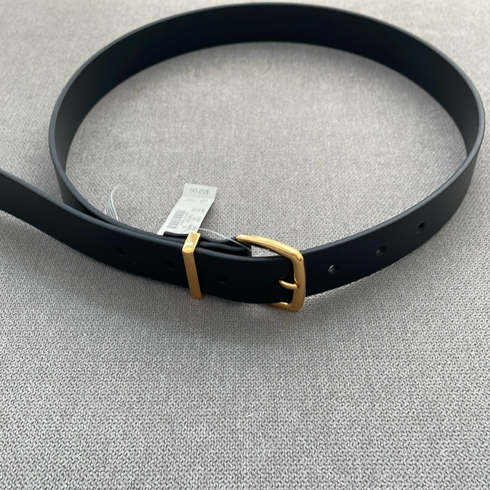 Madewell Black Belt with Gold Buckle